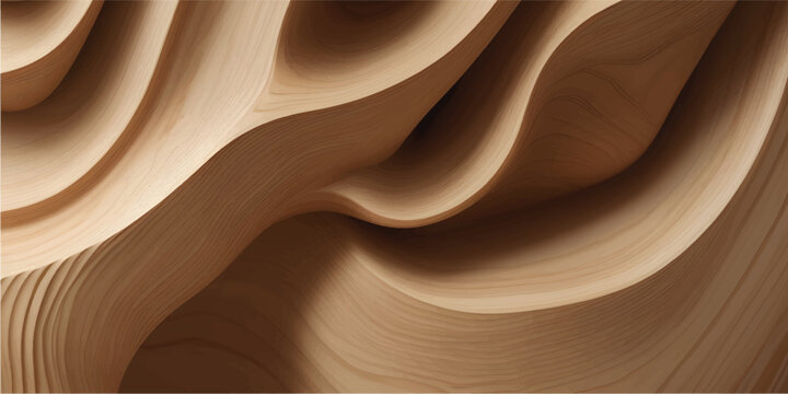 A flowing wooden texture background featuring a seamless wave pattern of satin curves and chocolate brown textile-like ripples inspired by the light and shadows of an Arizona sandstone canyon