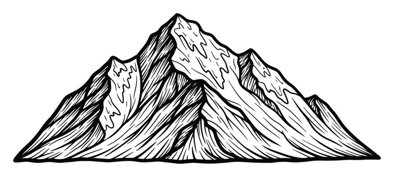 Hand drawn mountain range outline for adventure and outdoor lifestyle branding projects