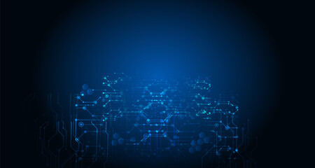 Obraz premium Vector Abstract futuristic circuit board, Illustration high computer technology dark blue color background.
