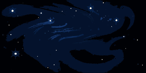 Swirling star clouds and nebula illustration against a dark black background high quality professional detailed © Bebdas