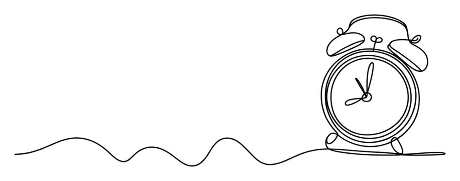 Alarm clock line art for time management, symbolizing deadlines and crucial reminders
