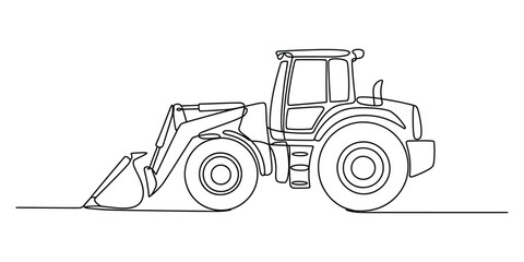 Continuous single line drawing of a farm tractor © Das