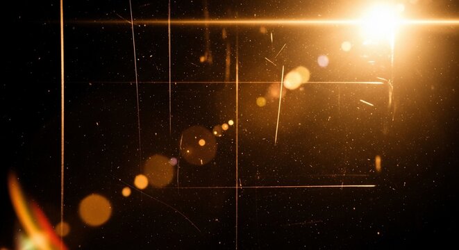 Golden glow, lens flares, and dust motes dance in cinematic light.