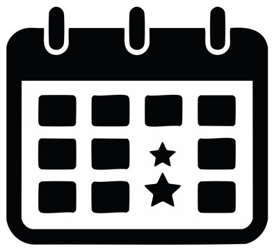 Calendar icon with two stars marking important days appointment date schedule
