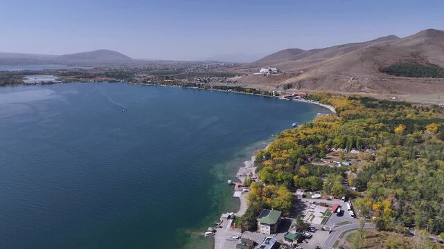 Lake Sevan Panorama with Hills and Shoreline, Armenia