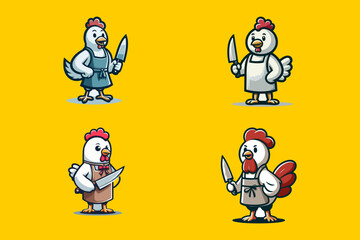 Fototapeta premium This is a chicken mascot logo suitable for use in logo designs for food companies, feed, livestock, chicken lover communities, chicken cutting businesses, banners, posters for meat stalls