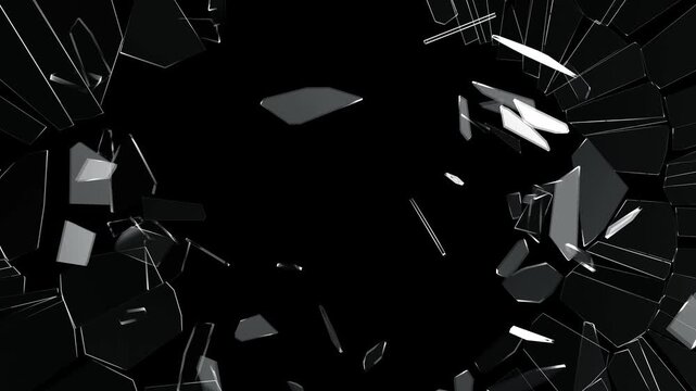 cracks glass fracture effect texture isolated abstract black background. Cracked glass animation Broken Glass Exploding Against Black Background, Shatter Animation VFX Video Editing, Glass Shatter