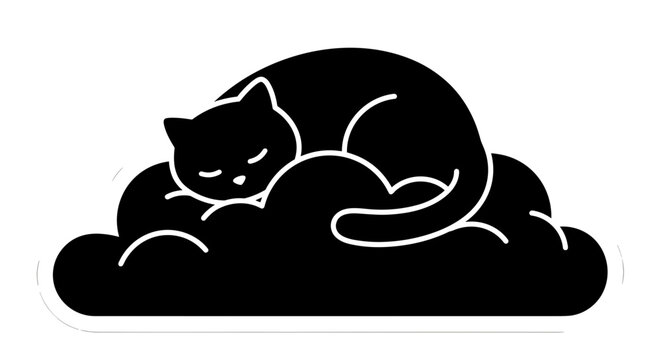 Black Cat Sleeping on Cloud.