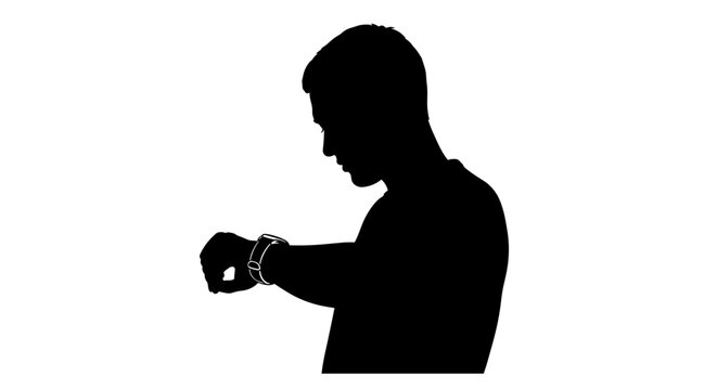 Man wearing handcuffs silhouette.