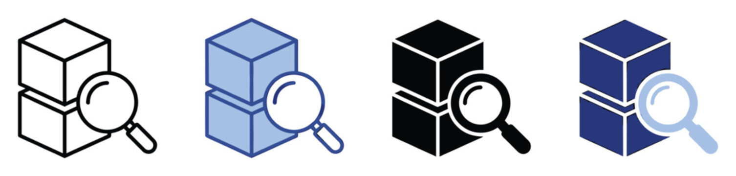 Visual icon of block search and data analysis for business and inventory management applications