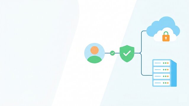 Clean minimalistic vector illustration of Zero Trust model with copy space