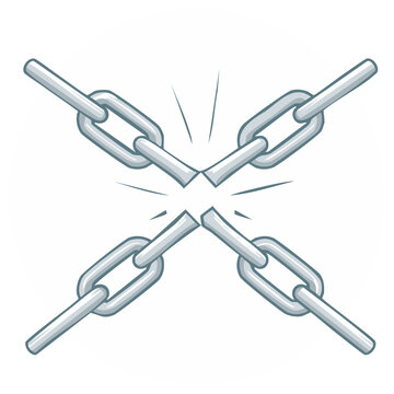 Broken Metal Chains Symbolizing Freedom Over Oppression and Overcoming Obstacles