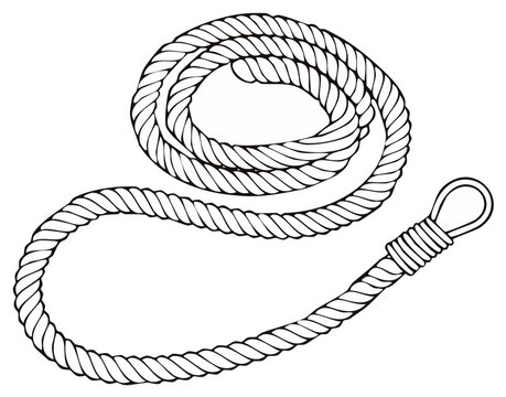 Twisted fiber rope forming a coiled loop with a secured end and a braided loop detail