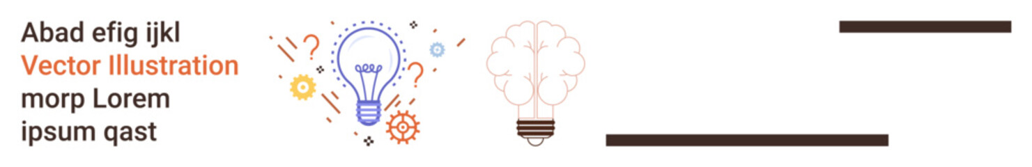 Innovation and creativity, problem-solving, brainstorming, modern technology, design concepts, teamwork. Light bulb with gear and brain illustrations. Innovation and creativity concept © robu_s