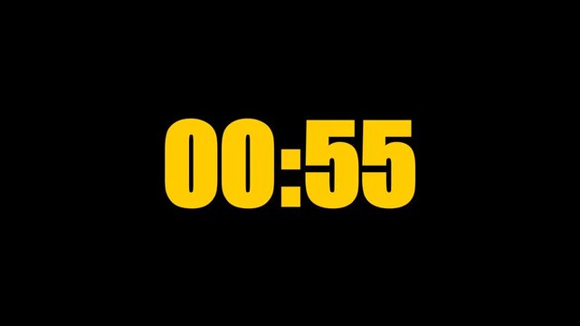 Countdown Timer 1 Minute - Black - Yellow - Motion Graphics - Full HD