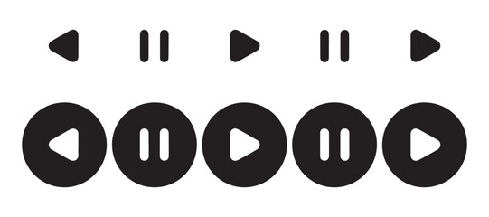 Playback control icons including pause and skip for music apps and digital audio player interfaces. © Bd Artist