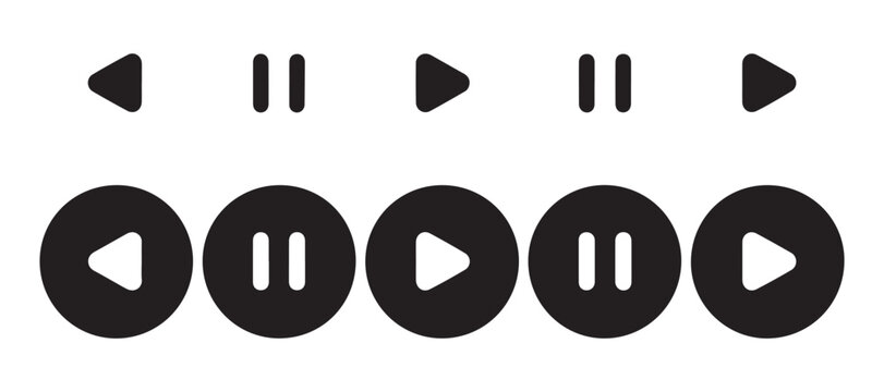Playback control icons including pause and skip for music apps and digital audio player interfaces.