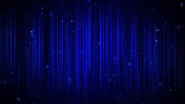 Blue light curtain background glowing streaks, floating bokeh, dark stage atmosphere. music videos, event intros, award screens, digital overlays, concert visuals, and elegant motion graphics.