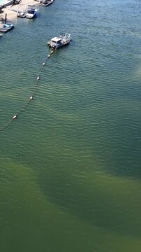Aerial View of Dredging Boat Operating in Gold Coast Waterfront Canal