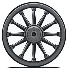 Obraz premium Illustration of a vintage wooden wagon wheel with spokes and hub for transportation and historic themes