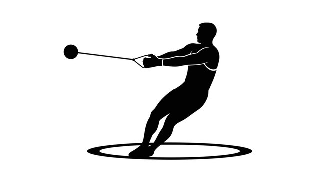 Man swinging hammer athletic event.