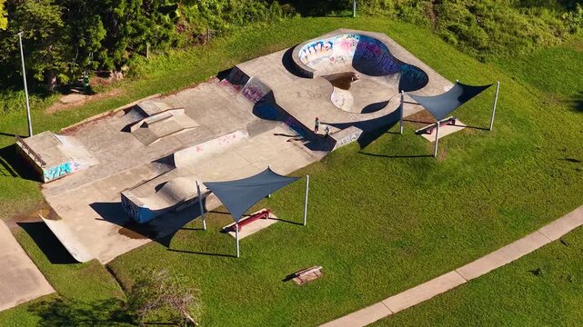 Aerial View of a Concrete Skate Park in Glen Innes Australia