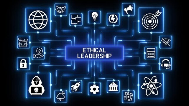 Digital ETHCAL LEADERSHIP flow concept illustrating secure value exchange, transaction handling and financial connectivity within a modern technology.4k Animation.