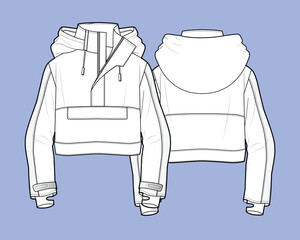 Boxy anorak jacket mockup template vector illustration. © Clothing Design