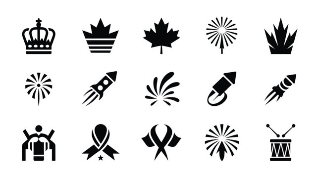 Collection of 15 black vector icons featuring symbols logos and graphics for design and branding purposes