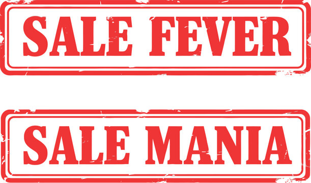 Red Grunge Sale Fever and Sale Mania Stamps for Retail Promotions and Marketing Campaigns