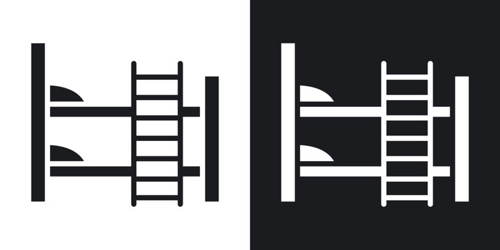 Bunk bed icons in solid black and white collection