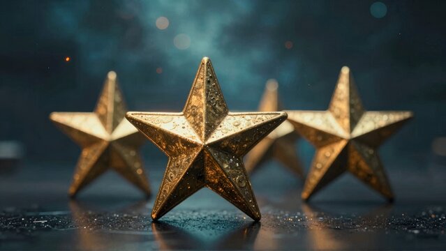 Golden Stars Award Background with Cinematic Bokeh and Glitter