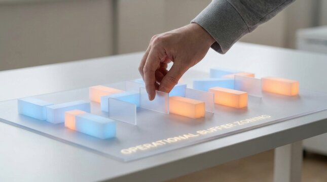 Person touching a glowing light to represent the concept of operational buffer zoning in system management