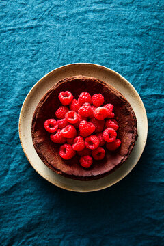 Chocolate Basque Cheesecake with Fresh Raspberries
