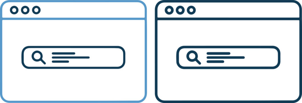 Two browser windows with search bars for online searching and navigation