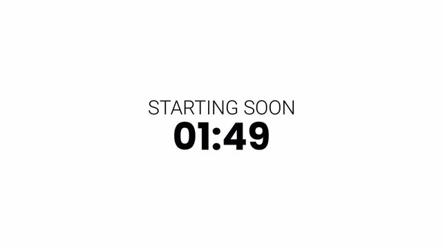 2 minutes countdown timer animation in 1 minute on transparent background, two minutes countdown video with alpha channel , 2 min countdown 4k video
