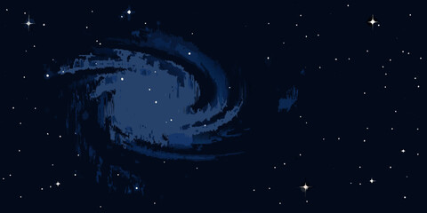 Stylized swirling galaxy with stars against a dark blue velvet background high quality professional detailed © Bijoy