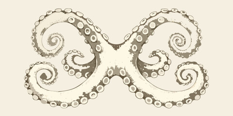 Intricate octopus tentacles illustration with symmetrical design and detailed suction cups high quality professional modern © Bijoy