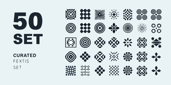 Geometric ornaments set fifty vector based abstract shapes on a light gray background high quality