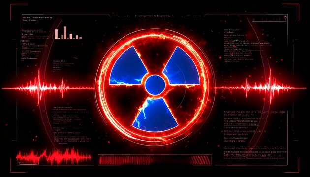 Glowing radioactive hazard symbol futuristic danger