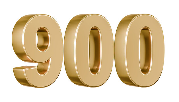 Glossy gold 3D number 900 graphic symbol