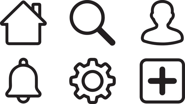 User interface icons set for mobile apps web design and system navigation settings.