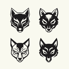 Obraz premium Set of Geometric Fox Heads, Tribal Style Vector Icons