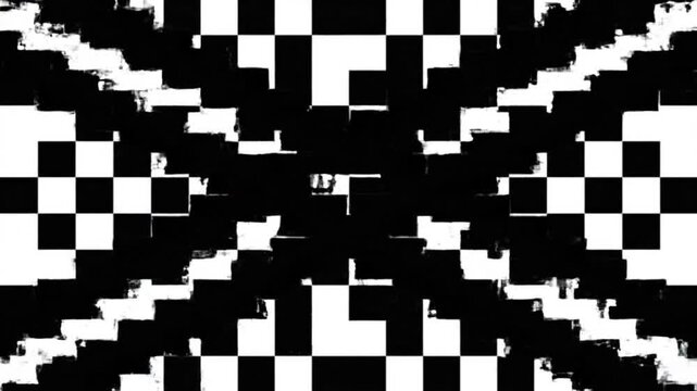 Abstract censor bar animation pixel blocks flickering sliding in rhythmic loop black white glitch style dynamic geometric grid background masking reveal effect smooth seamless loop modern minimal moti