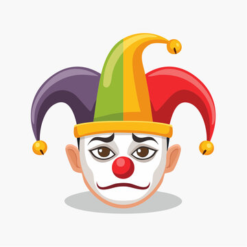 Sad Clown Face with Jester Hat