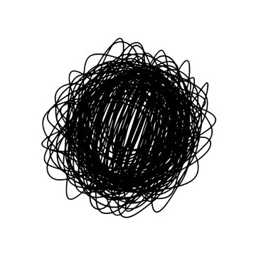 Abstract Messy Scribble Tangled Circle Line Art Illustration