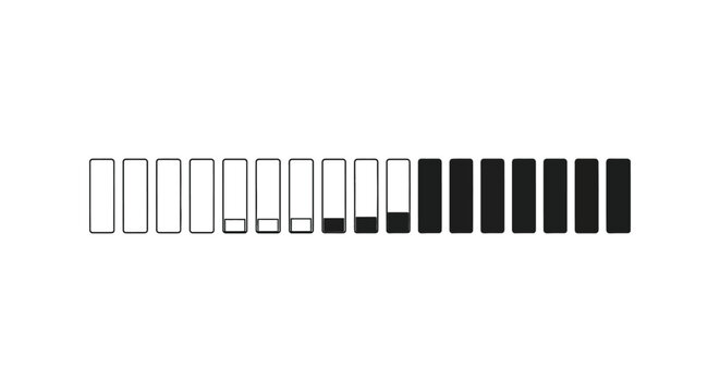 Minimalist vector graphic design showing a horizontal progress bar with various stages of loading completion