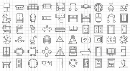 Obraz premium Architectural Symbols and Icons for Floor Plans.