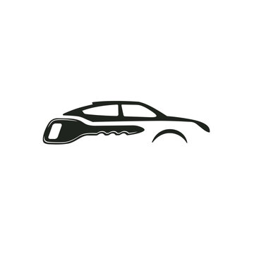 Car Key Silhouette Logo Design Vector