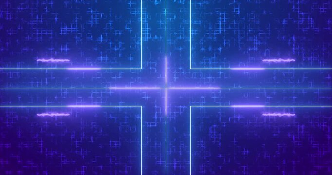 
4K Futuristic glowing lines on a grid background.Transferring big data. Abstract digital data technology display screen. Transfer and storage of data sets on a grid background. Easy to use.